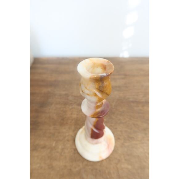 Vintage Hand Carved Onyx Candle Holder 6.25" Tall - Picture 5 of 5